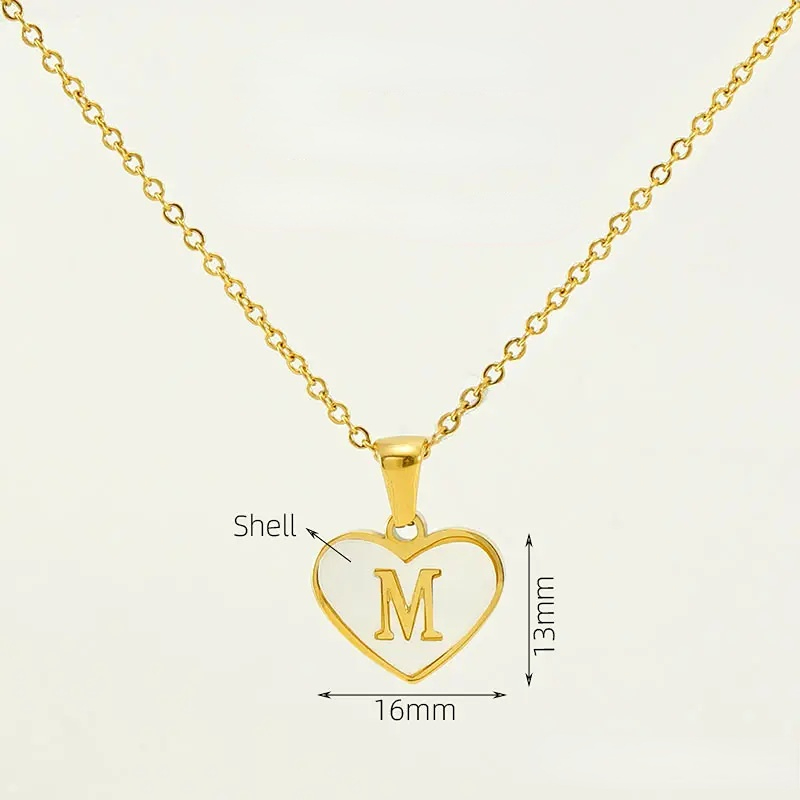 Gold color / 1 Piece Classic Series Elegant Daily Letter M Stainless Steel Gold Color Women's Pendant Necklaces Picture13