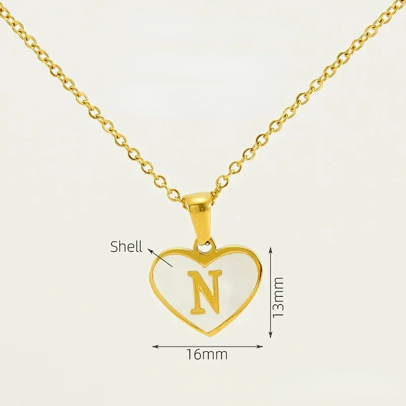 Gold color / 1 Piece Classic Series Elegant Daily Letter N Stainless Steel Gold Color Women's Pendant Necklaces Picture14