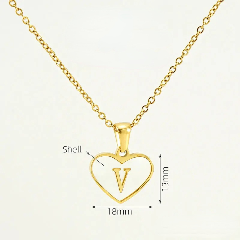 Gold color / 1 Piece Classic Series Elegant Daily Letter V Stainless Steel Gold Color Women's Pendant Necklaces Picture22