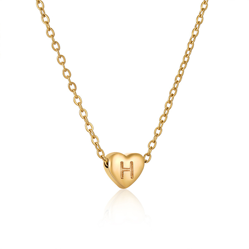 Gold color / 1 Piece Simple Series Daily Letter H Women's Pendant Necklaces Picture34