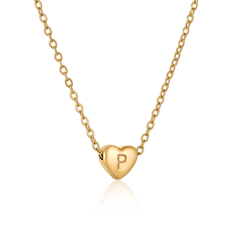 Gold color / 1 Piece Simple Series Daily Letter P Women's Pendant Necklaces Picture42