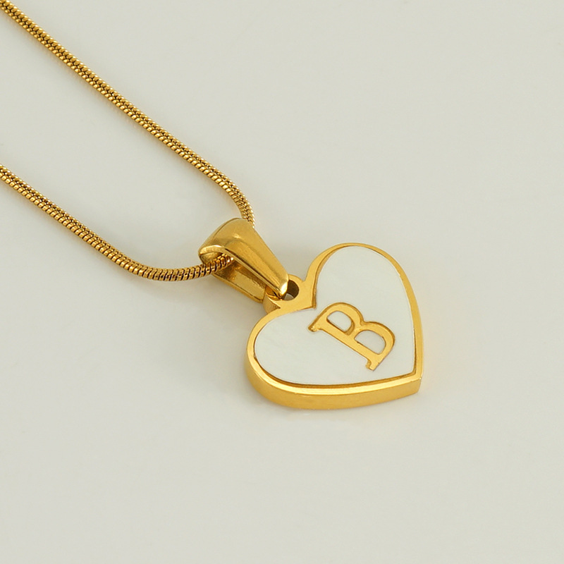 Gold color / 1 Piece Romantic Series Elegant Chic B Letter Stainless Steel Gold Color Women's Pendant Necklaces Picture2