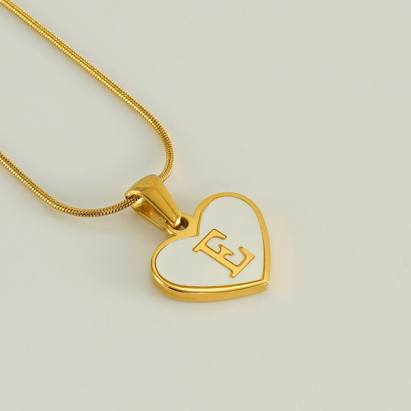 Gold color / 1 Piece Romantic Series Elegant Chic E Letter Stainless Steel Gold Color Women's Pendant Necklaces Picture5