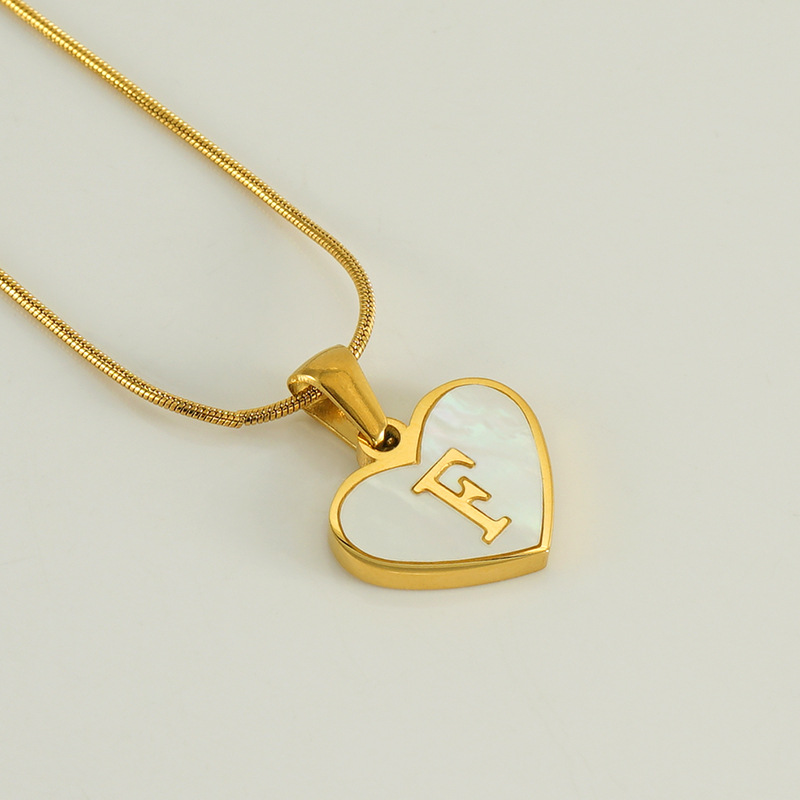 Gold color / 1 Piece Romantic Series Elegant Chic F Letter Stainless Steel Gold Color Women's Pendant Necklaces Picture6