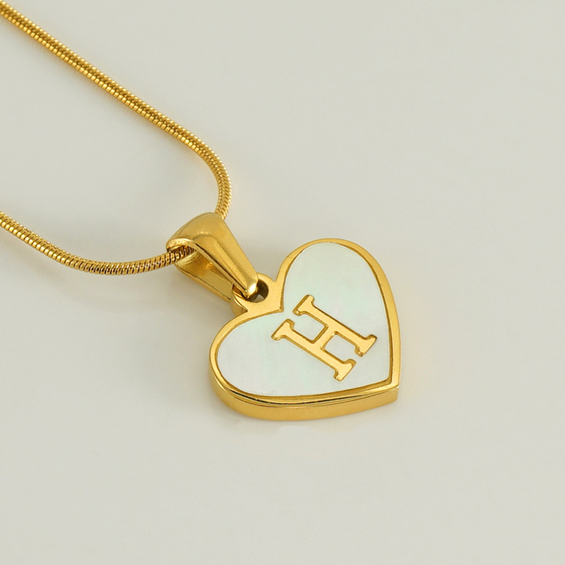 Gold color / 1 Piece Romantic Series Elegant Chic H Letter Stainless Steel Gold Color Women's Pendant Necklaces Picture8