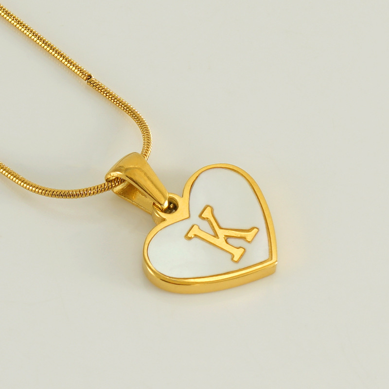 Gold color / 1 Piece Romantic Series Elegant Chic K Letter Stainless Steel Gold Color Women's Pendant Necklaces Picture11