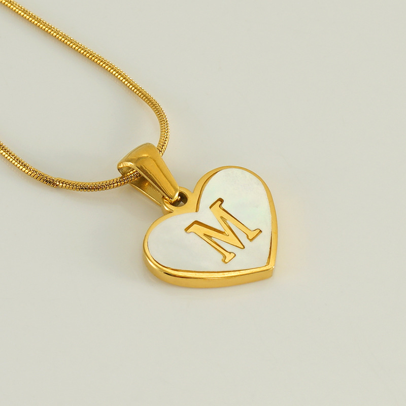 Gold color / 1 Piece Romantic Series Elegant Chic M Letter Stainless Steel Gold Color Women's Pendant Necklaces Picture13