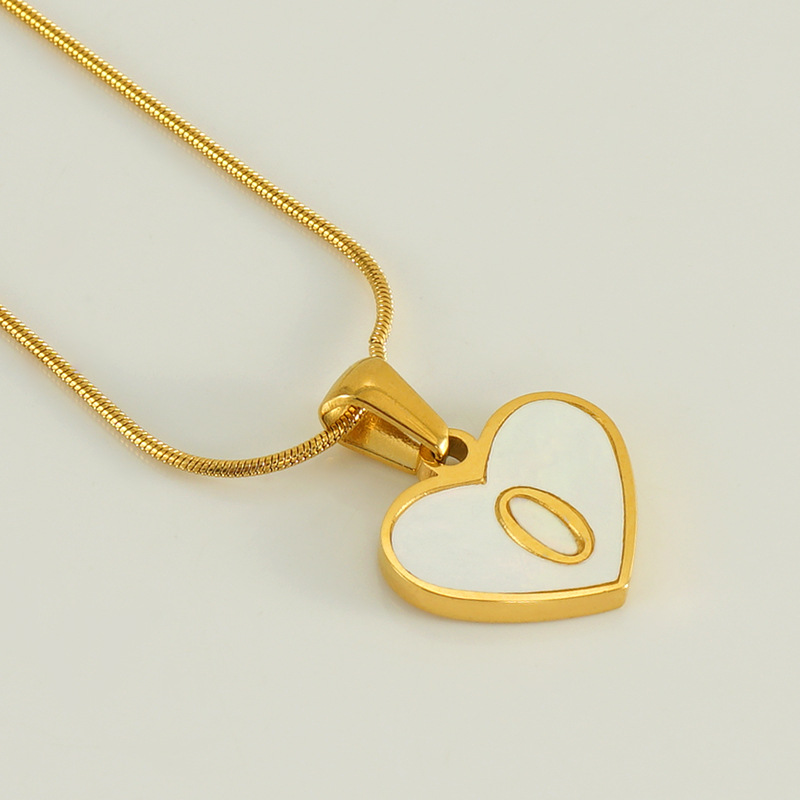 Gold color / 1 Piece Romantic Series Elegant Chic O Letter Stainless Steel Gold Color Women's Pendant Necklaces Picture15