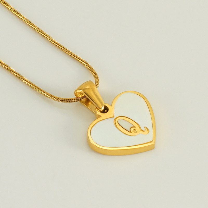 Gold color / 1 Piece Romantic Series Elegant Chic Q Letter Stainless Steel Gold Color Women's Pendant Necklaces Picture17