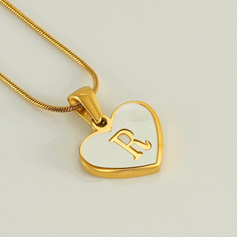 Gold color / 1 Piece Romantic Series Elegant Chic R Letter Stainless Steel Gold Color Women's Pendant Necklaces Picture18