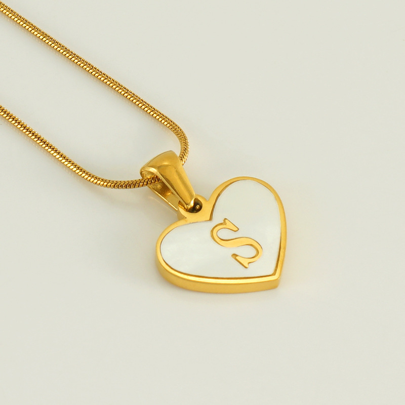 Gold color / 1 Piece Romantic Series Elegant Chic S Letter Stainless Steel Gold Color Women's Pendant Necklaces Picture19