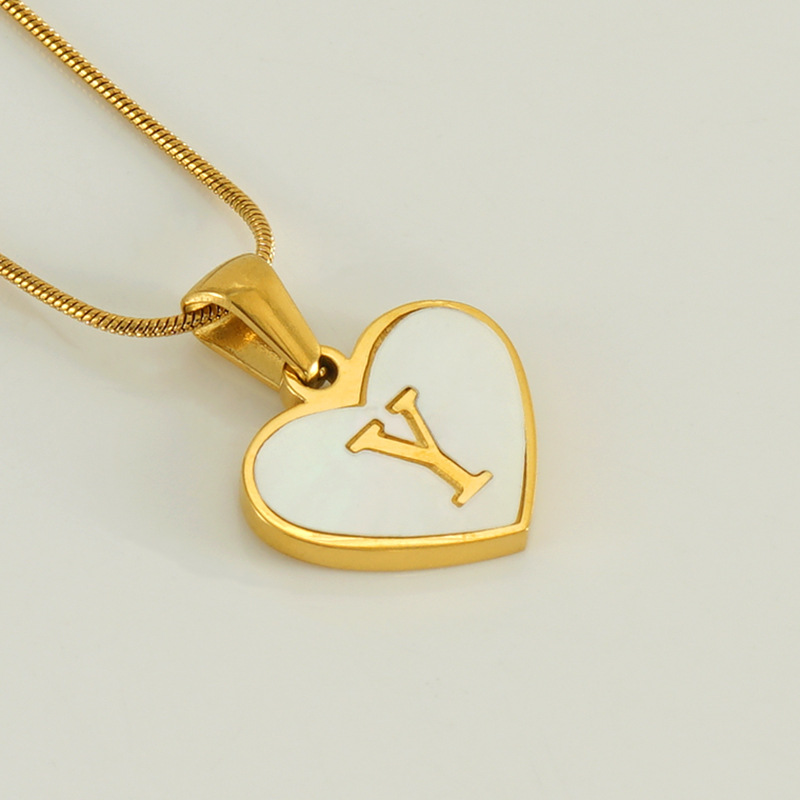 Gold color / 1 Piece Romantic Series Elegant Chic Y Letter Stainless Steel Gold Color Women's Pendant Necklaces Picture25