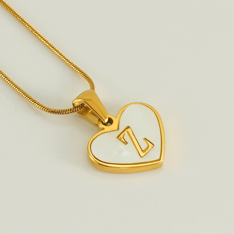 Gold color / 1 Piece Romantic Series Elegant Chic Z Letter Stainless Steel Gold Color Women's Pendant Necklaces Picture26