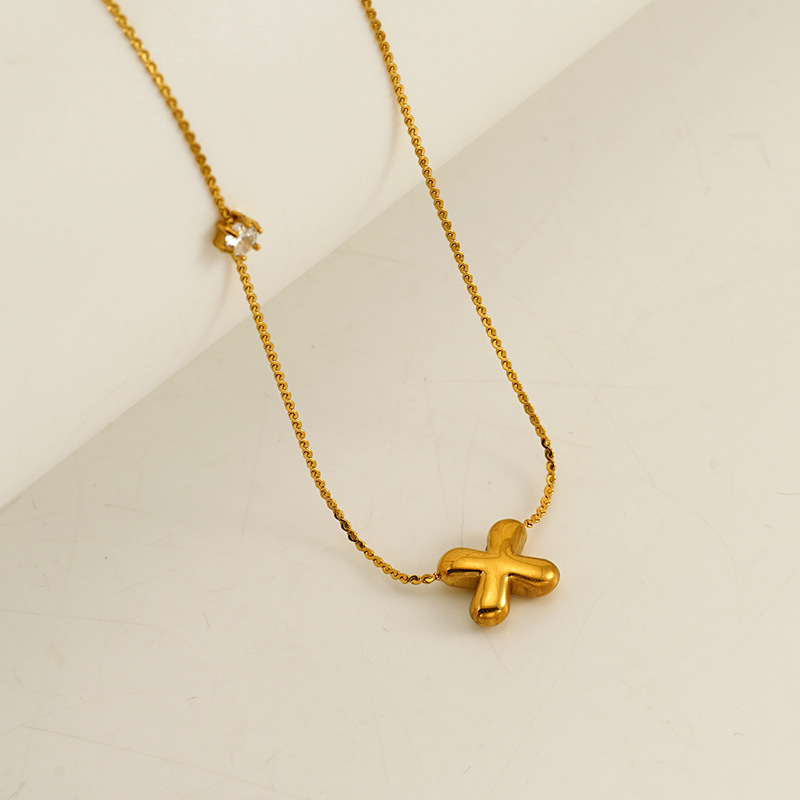 1 Piece Elegant Series Daily Cute Letter X Stainless Steel Gold Color Women's Pendant Necklaces h5 