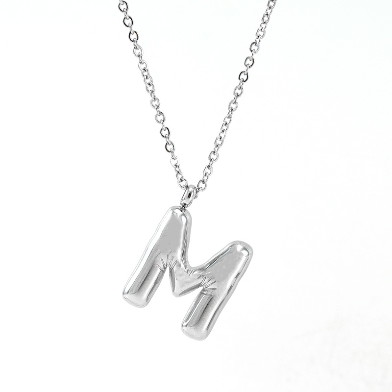 1 Piece Classic Series Modern Letter M Stainless Steel Silver Color Women's Pendant Necklaces 