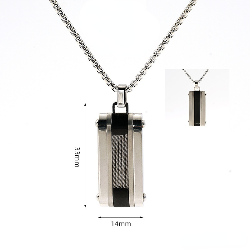 1 Piece Modern Series Trendy Rectangular Stainless Steel Silver Color Fashionable Men's Necklace 