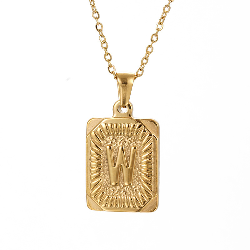 1 Piece Exquisite Series Elegant Letter W Stainless Steel Gold Color Women's Pendant Necklaces 