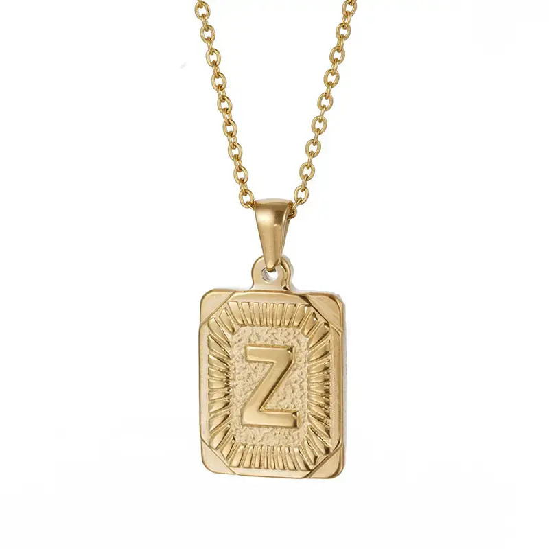 1 Piece Exquisite Series Elegant Letter Z Stainless Steel Gold Color Women's Pendant Necklaces 