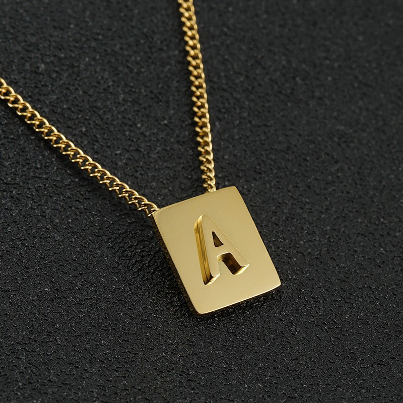 1 Piece Daily Series Minimalist Letter A Stainless Steel Gold Color Unisex Pendant Necklaces h5 