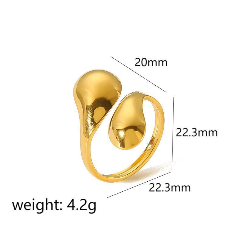 Goldfarbe / One size / 1 Stück Simple Series Schlichte geometrische Edelstahlringe mit 18 Karat Vergoldung für Damen 