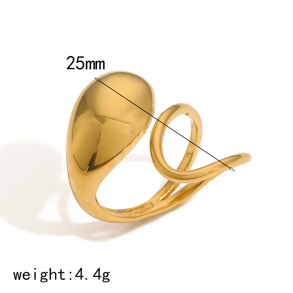 Goldfarbe / One size / 1 Stück Simple Series Schlichte geometrische Edelstahlringe mit 18 Karat Vergoldung für Damen Bild5