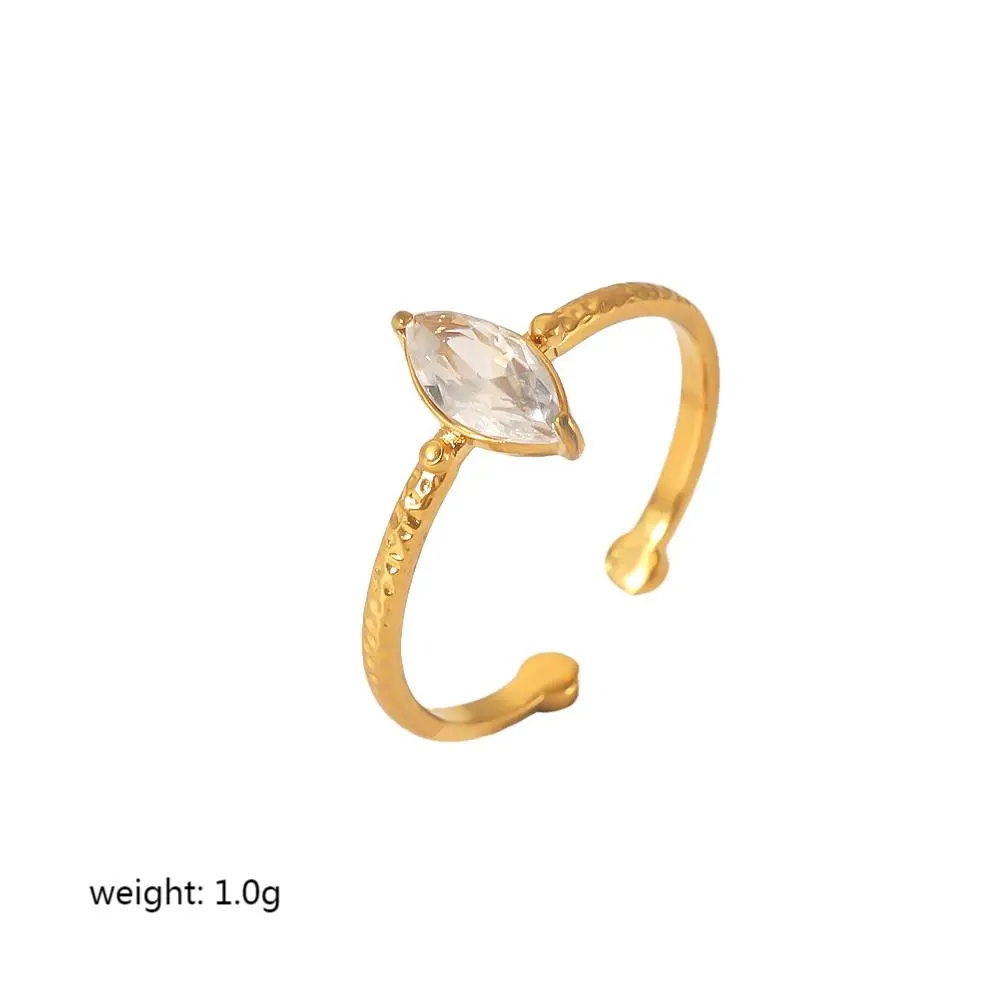 1 Piece Simple Classic Style Oval Shape Stainless Steel  Gold Color Plated Inlay Zircon Women's Gemstone Rings 2