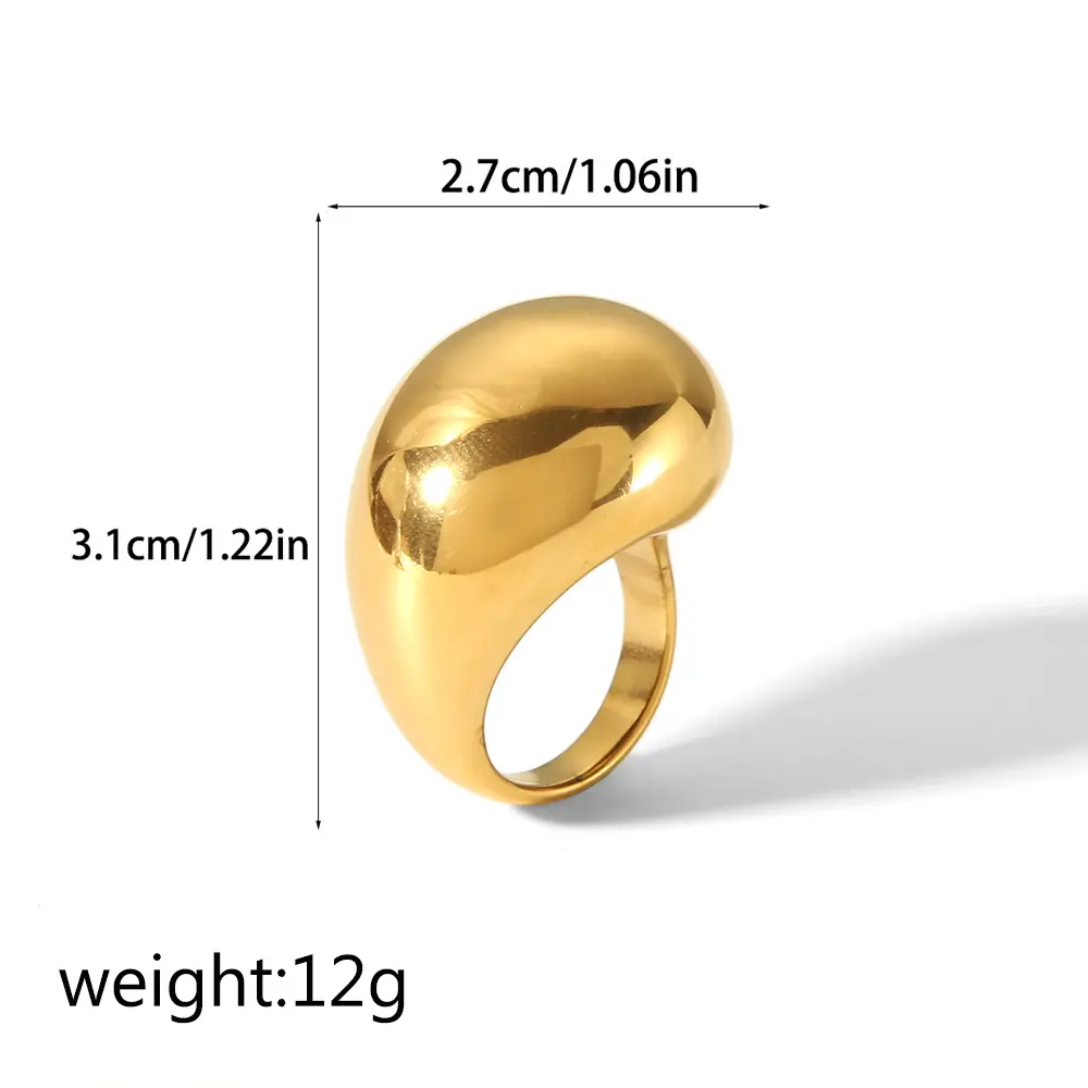 1 Stück schlichter, klobiger, geometrischer Edelstahlring mit 18 Karat Goldbeschichtung, verstellbare Damenringe h5 