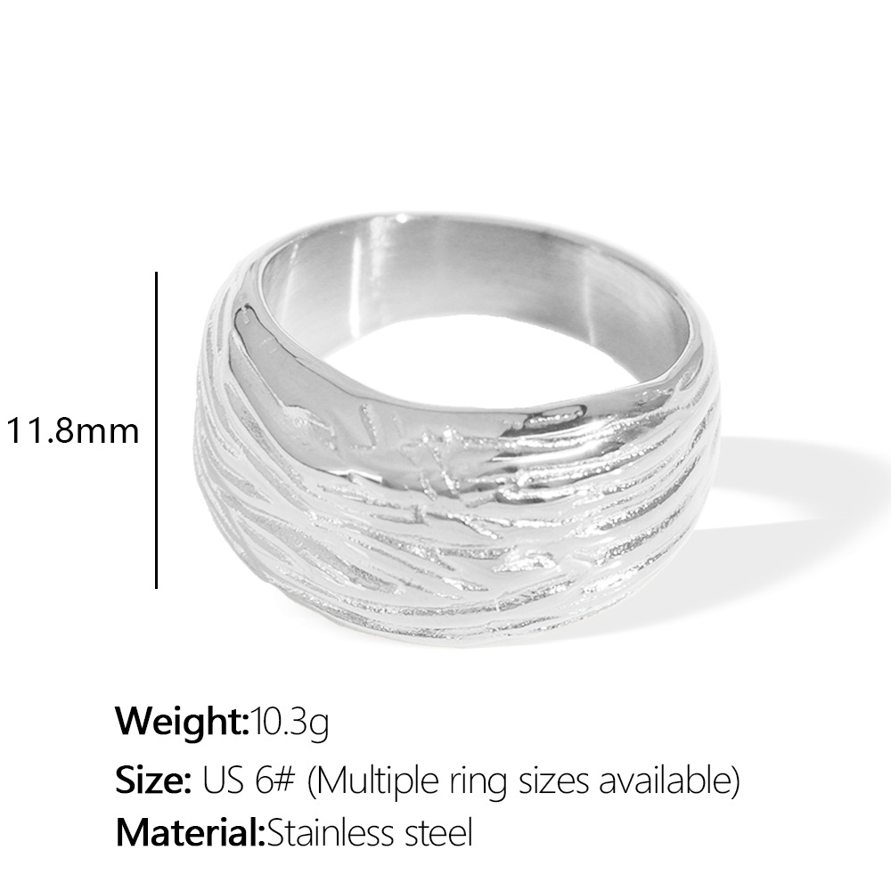 1 Piece Simple Series Retro Strip Titanium Steel  Gold Color Women's Minimalist Rings 