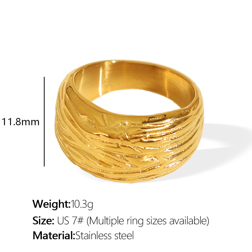 1 Piece Simple Series Retro Strip Titanium Steel  Gold Color Women's Minimalist Rings