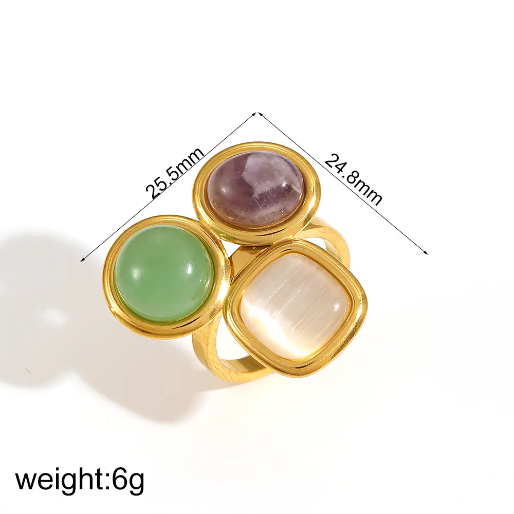 1 Pair Simple Series Daily Geometric Stainless Steel 18K Gold Color Plated Women's Adjustable Rings h5 