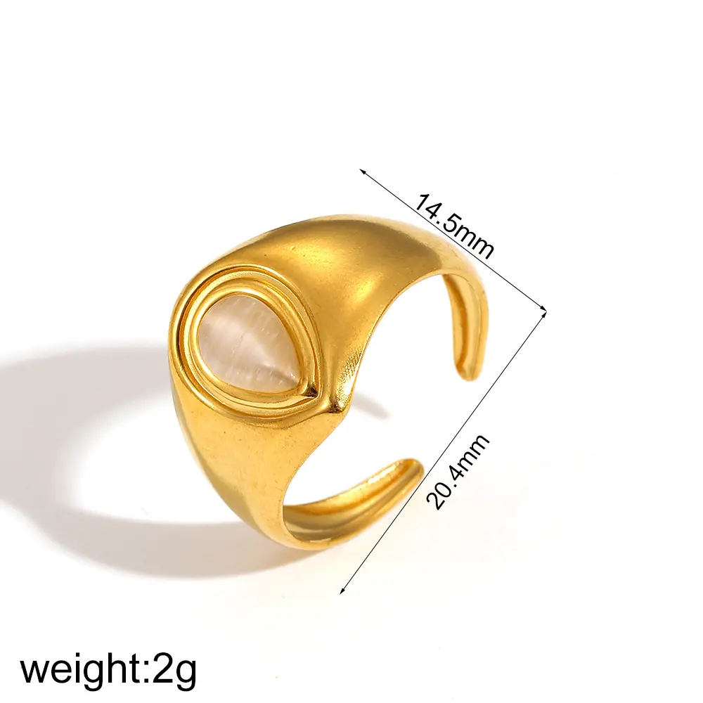 1 Pair Simple Series Daily Geometric Stainless Steel 18K Gold Color Plated Women's Minimalist Rings h5 