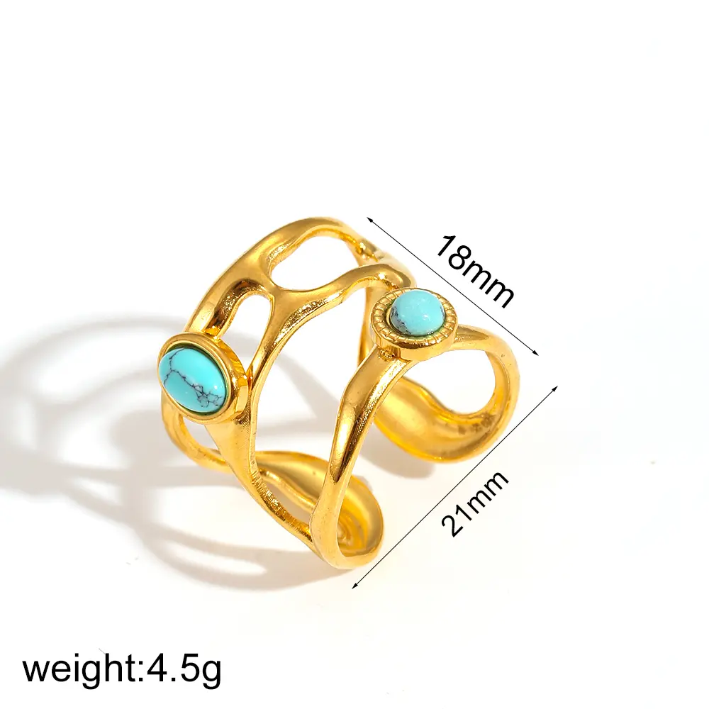 1 Piece Simple Series Daily Geometric Stainless Steel  Gold Color Women's Minimalist Rings h5 