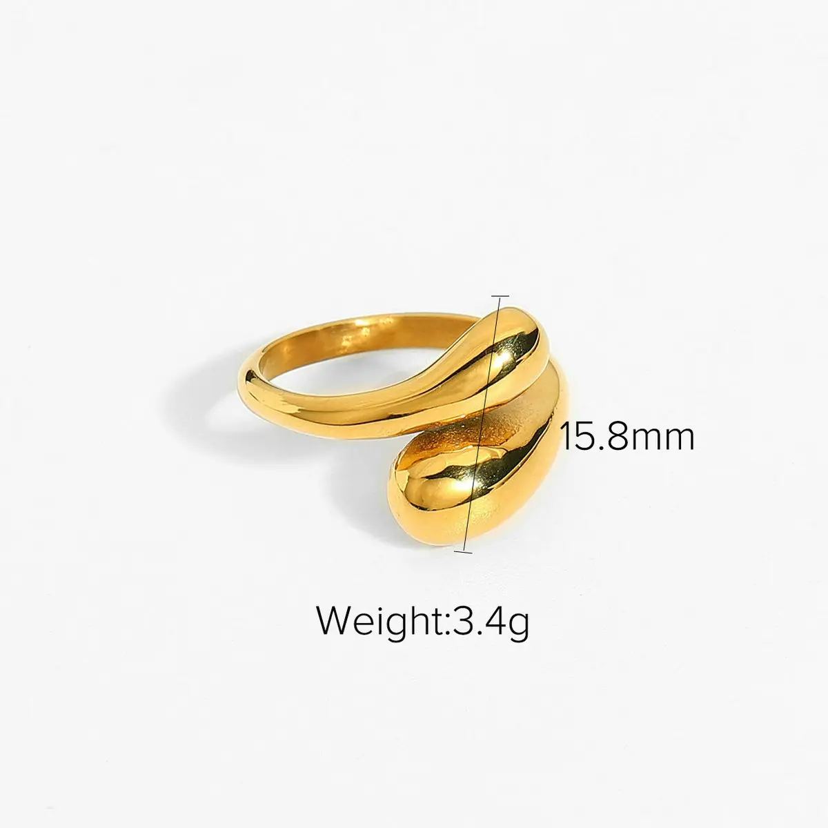 1 Piece Simple Style Geometric Stainless Steel  Gold Color Women's Adjustable Rings