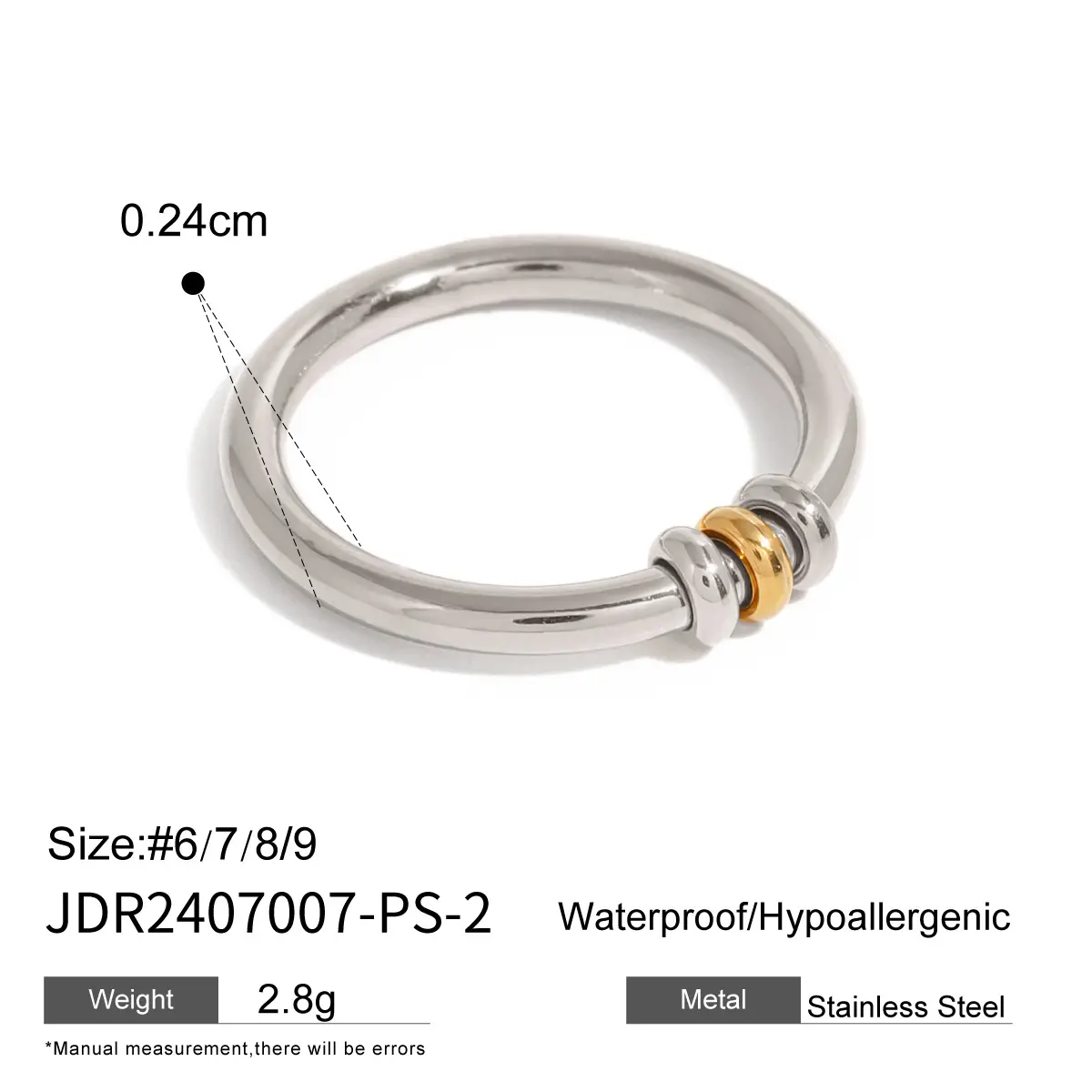 1 Stück schlichter, geometrischer Ring aus Edelstahl in Silberfarbe für Damen im Alltagsstil h5 