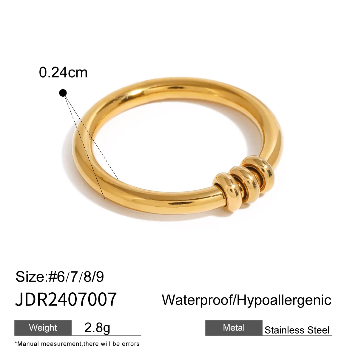 1 Piece Simple Daily Style Geometric Shape Stainless Steel  Gold Color Women's Minimalist Ring h5 