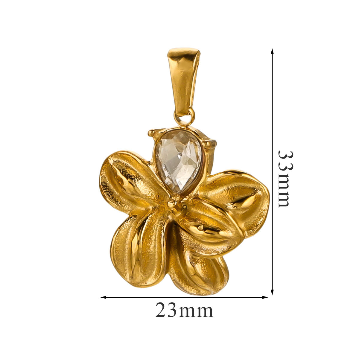 1 Piece Classic Series Fashionable Flower Stainless Steel Gold Color Women's Pendants h5 