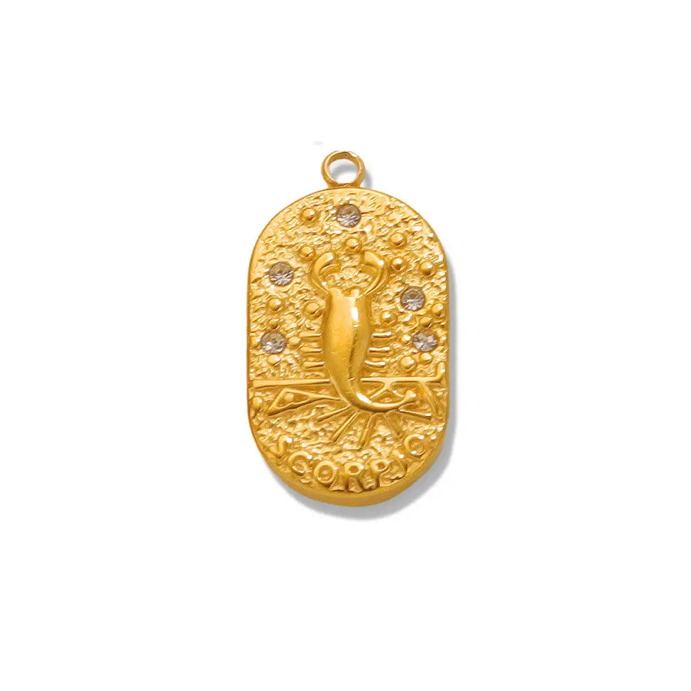 Gold color / 1 Piece Simple Series Retro Scorpio Stainless Steel Gold Color Women's Pendants Picture11