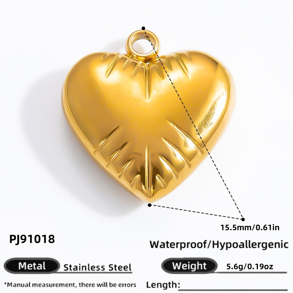 Gold color / 1 Piece Classic Series Heart Stainless Steel Gold Color DIY Women's Pendants Picture3