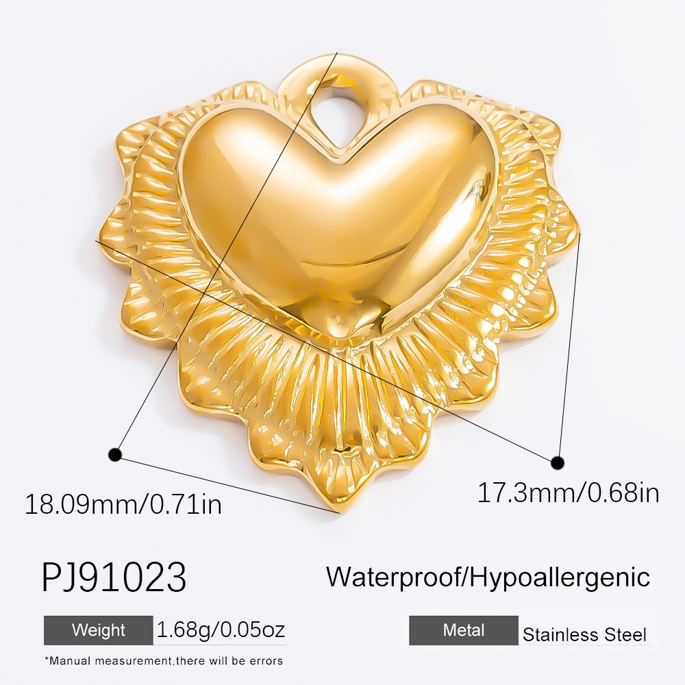 Gold color / 1 Piece Classic Series Heart Stainless Steel Gold Color DIY Women's Pendants Picture4