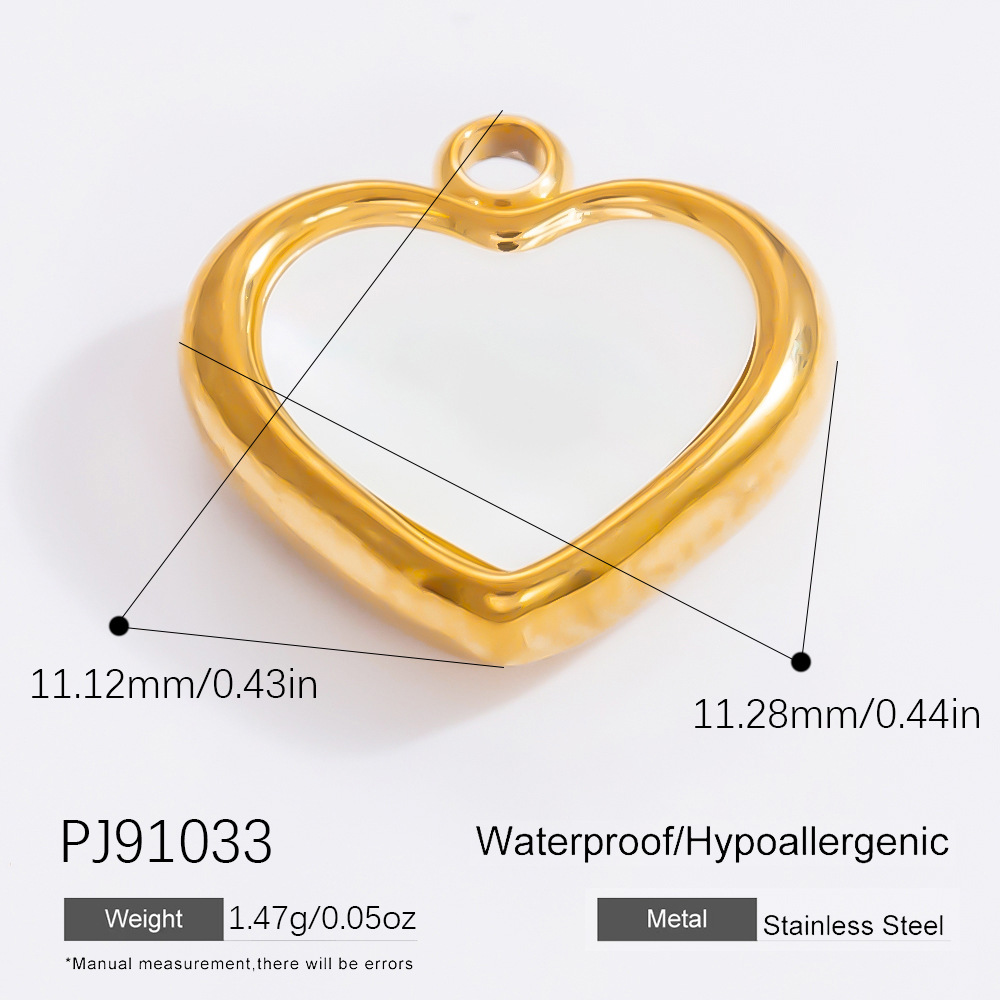 Gold color / 1 Piece Classic Series Heart Stainless Steel Gold Color DIY Women's Pendants Picture5