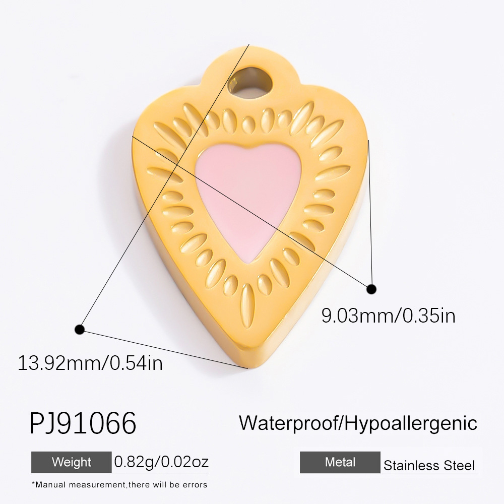 Pink & Gold / 1 Piece Classic Series Heart Stainless Steel Gold Color DIY Women's Pendants Picture13