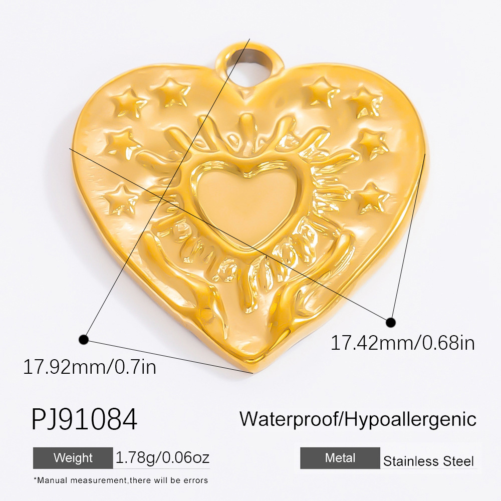 Gold color / 1 Piece Classic Series Heart Stainless Steel Gold Color DIY Women's Pendants Picture14