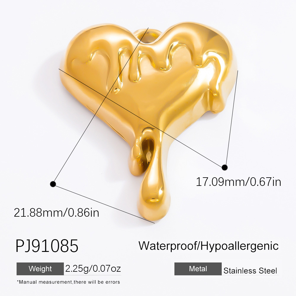 Gold color / 1 Piece Classic Series Heart Stainless Steel Gold Color DIY Women's Pendants Picture15