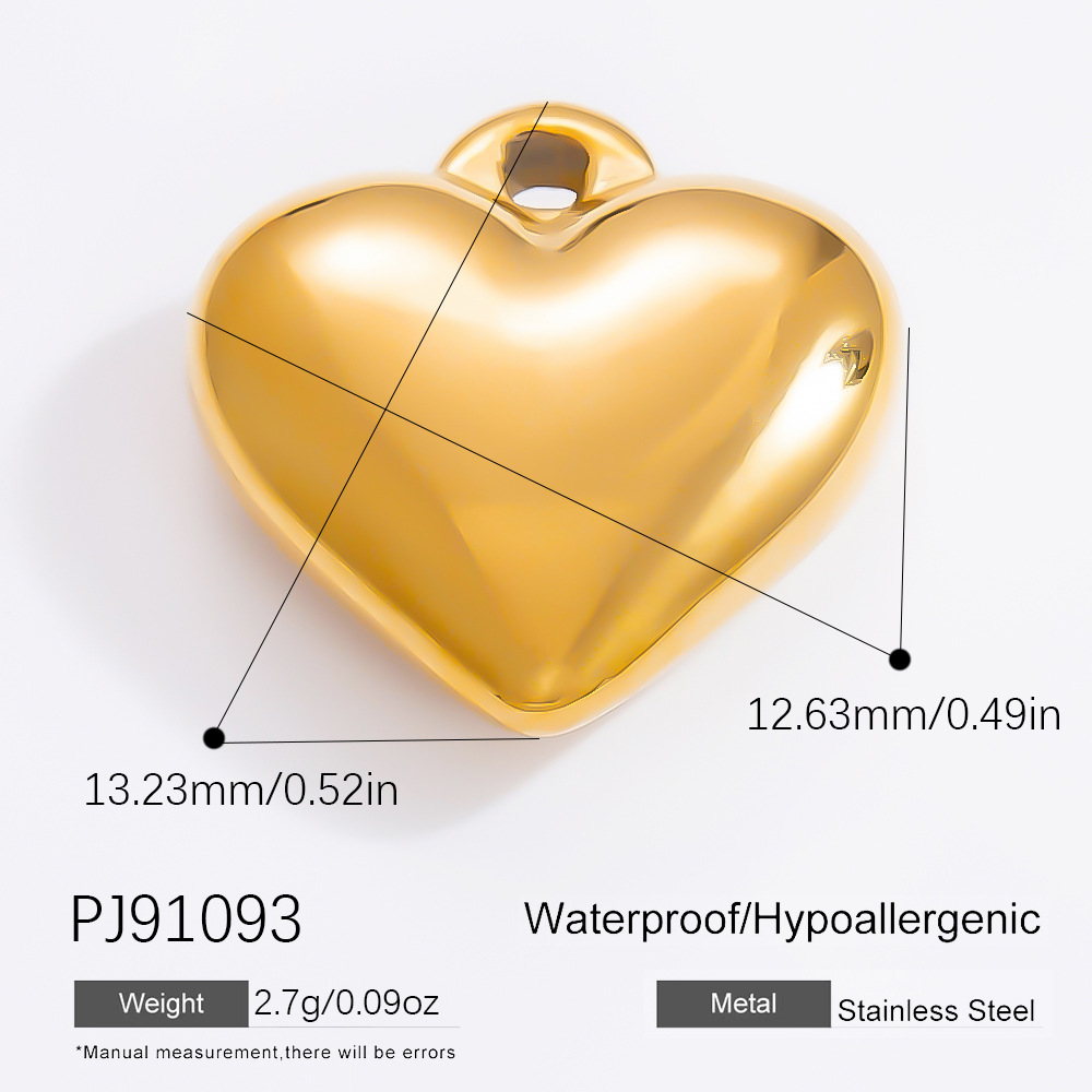 Gold color / 1 Piece Classic Series Heart Stainless Steel Gold Color DIY Women's Pendants Picture18