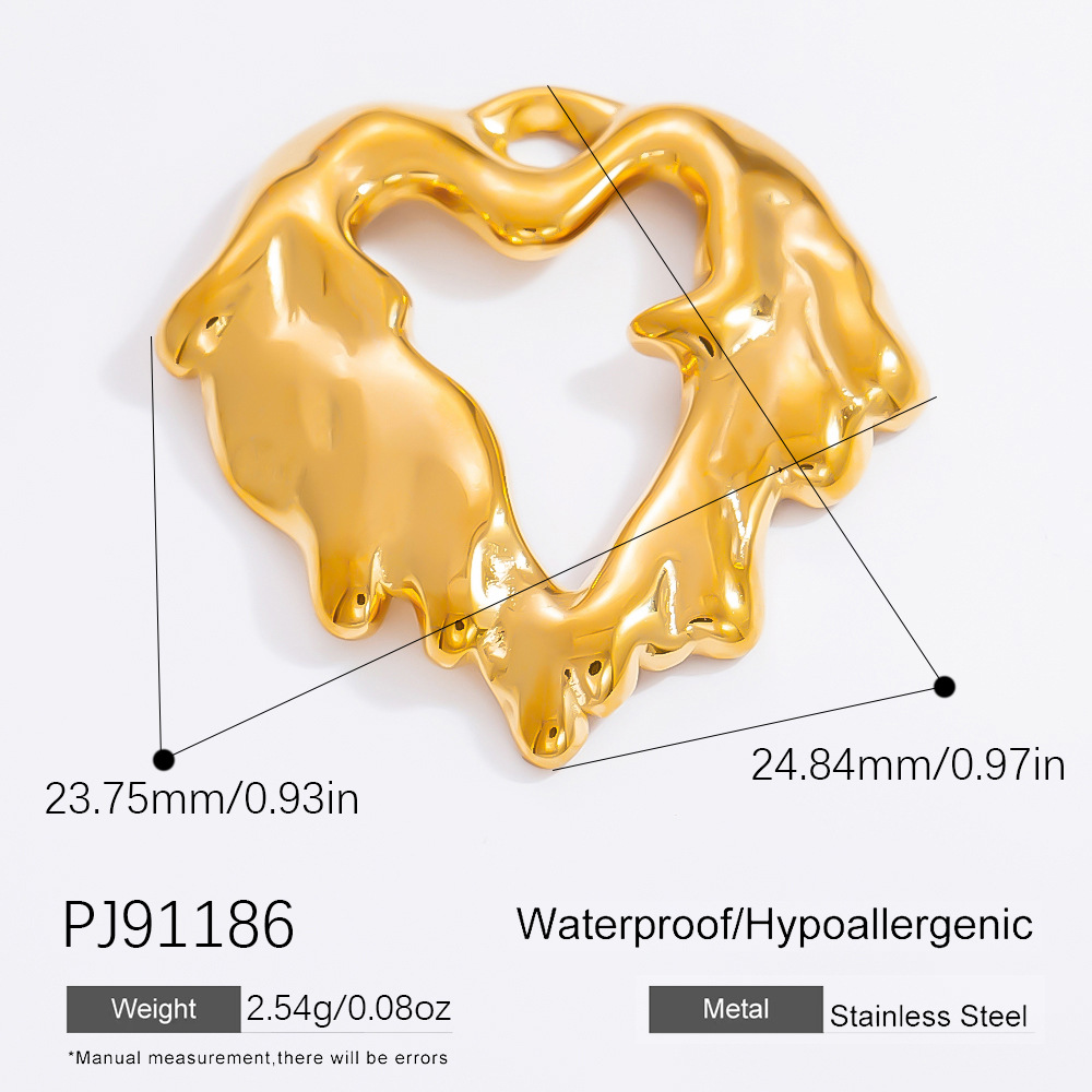 Gold color / 1 Piece Classic Series Heart Stainless Steel Gold Color DIY Women's Pendants Picture21