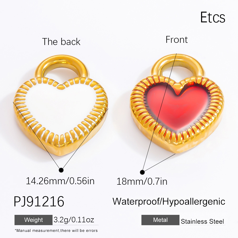 Gold color / 1 Piece Classic Series Heart Stainless Steel Gold Color DIY Women's Pendants Picture22