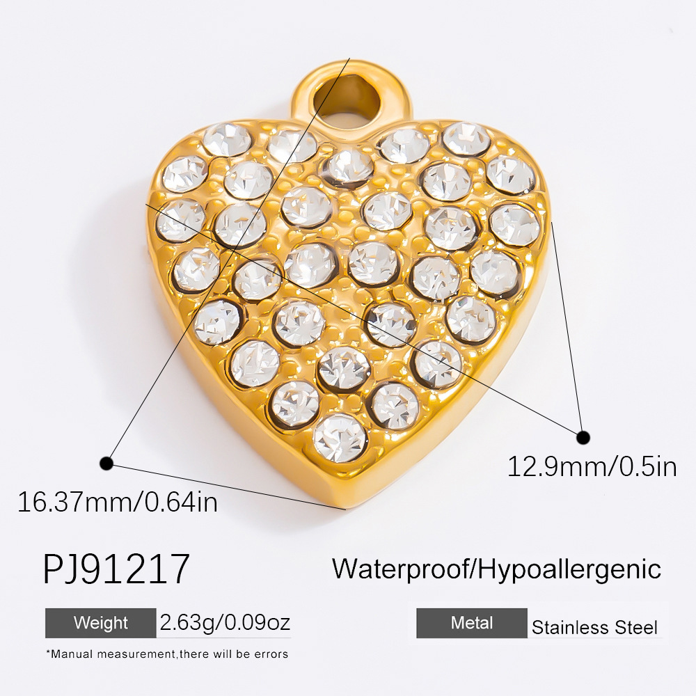 Gold color / 1 Piece Classic Series Heart Stainless Steel Gold Color DIY Women's Pendants Picture23