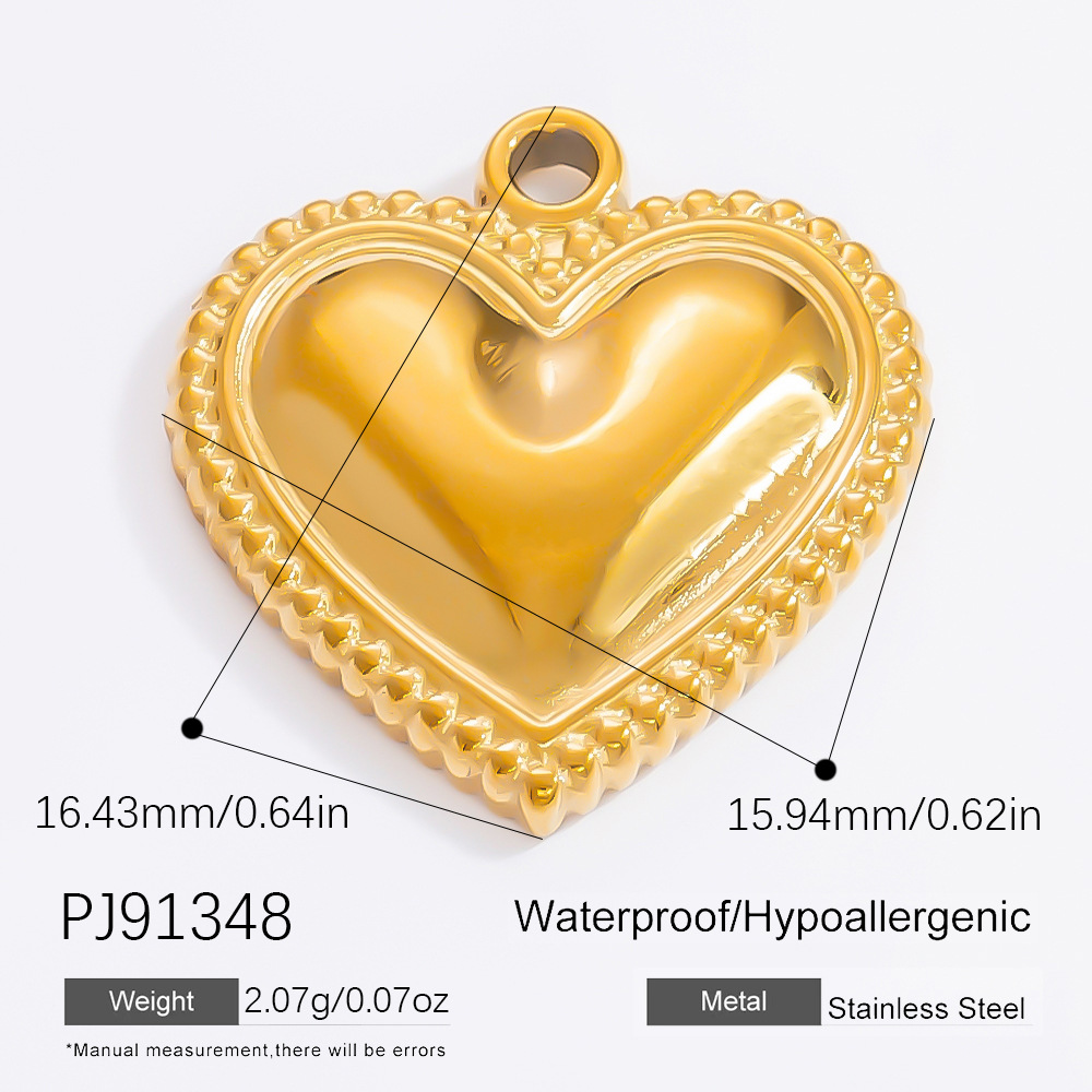 Gold color / 1 Piece Classic Series Heart Stainless Steel Gold Color DIY Women's Pendants Picture24