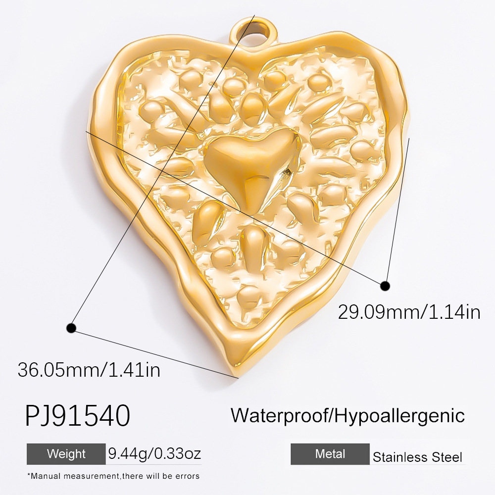 Gold color / 1 Piece Classic Series Heart Stainless Steel Gold Color DIY Women's Pendants Picture28