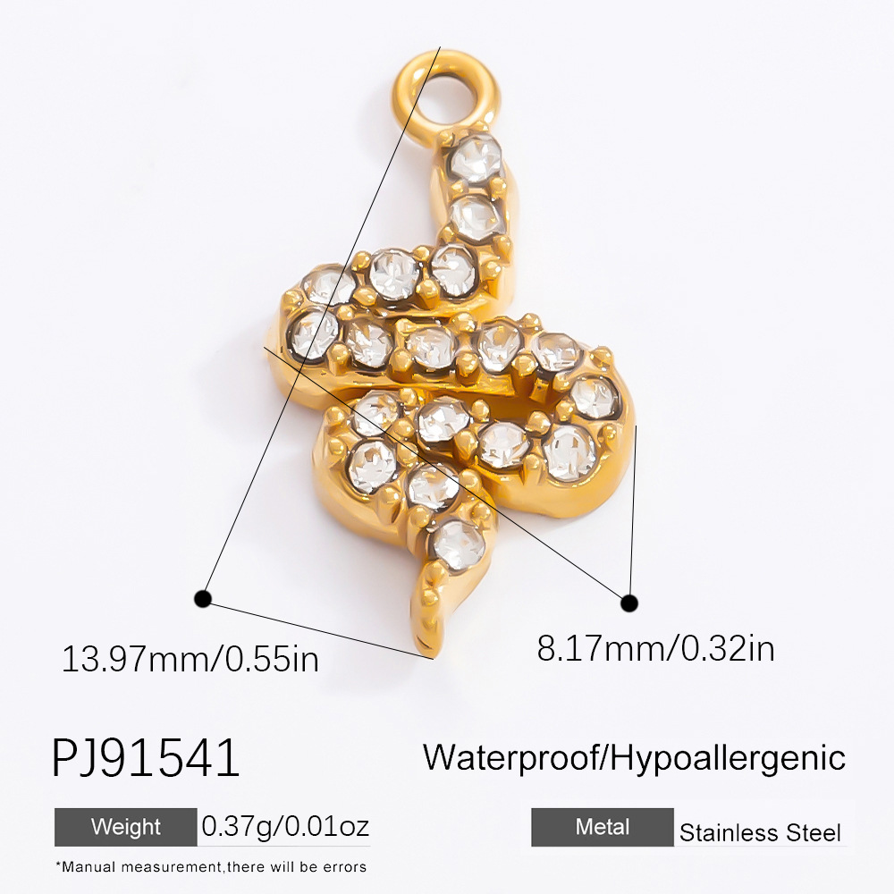 Gold color / 1 Piece Classic Series Snake Stainless Steel Gold Color DIY Women's Pendants Picture29